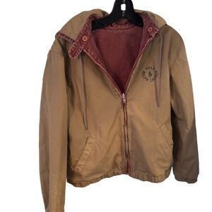 Ralph Lauren Women’s Reversible Jacket Removable Hood Size Tan/light Pink Sz M